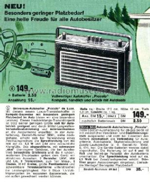 Universum Piccolo de Luxe Best. Nr. 09412 Ch= 902; QUELLE GmbH (ID = 638562) Radio