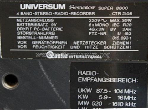 Universum Senator Super 8800 CTR 2108 ; QUELLE GmbH (ID = 971897) Radio