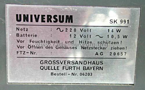 Universum SK991; QUELLE GmbH (ID = 347278) Television