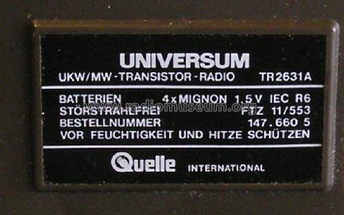 Universum TR2631A; QUELLE GmbH (ID = 617049) Radio