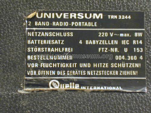 Universum TRN 3244 Best. Nr. 004.360-4; QUELLE GmbH (ID = 621582) Radio