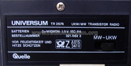 Universum UKW/MW Transistor Radio TR 2676 Best.Nr. 321 062 2; QUELLE GmbH (ID = 1923682) Radio