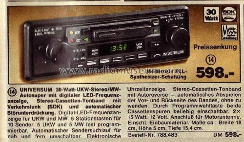 Universum UKW-Stereo/MW-Autosuper Bestell-Nr. 788.483; QUELLE GmbH (ID = 2039404) Car Radio