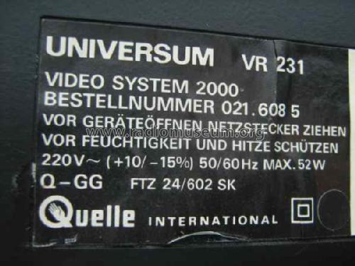 Universum Video System 2000 VR231; QUELLE GmbH (ID = 1696331) Reg-Riprod