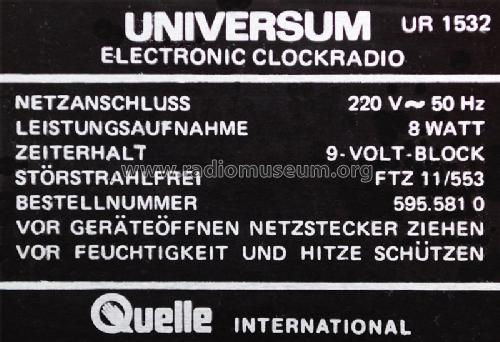 Universum Vollelectronic-Uhrenradio UR-1532; QUELLE GmbH (ID = 822326) Radio
