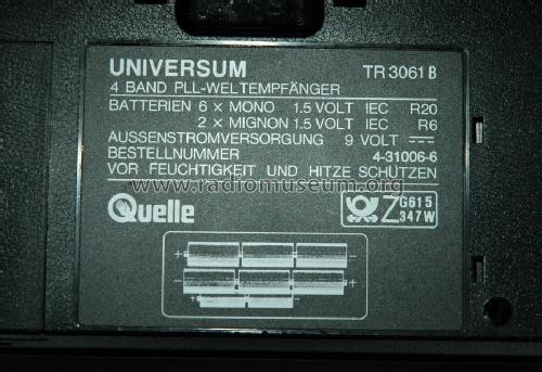 Universum 4 Band PLL-Weltempfänger TR 3061B; QUELLE GmbH (ID = 1279024) Radio