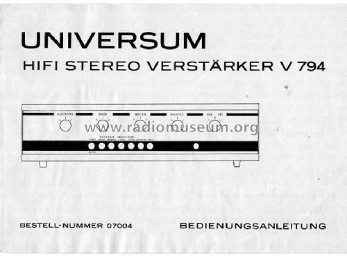 Universum-HiFi-Stereo-Verstärker V 794 Best. Nr. 07004; QUELLE GmbH (ID = 2277581) Verst/Mix