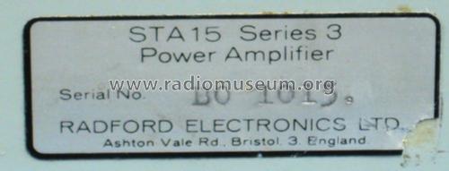 Power Amplifier STA 15; Radford Audio Ltd.; (ID = 430578) Ampl/Mixer