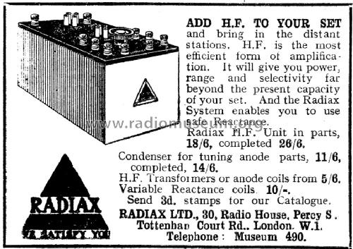 H.F. Amplifier Unit ; Radiax, London (ID = 1086259) mod-pre26