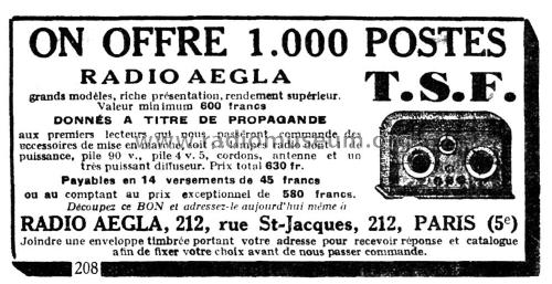 Poste à 3 lampes intérieures ; Radio-Aegla, (ID = 1978789) Radio