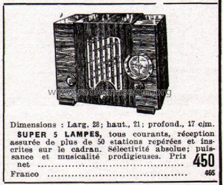 Super 5 lampes TC; Radio Agence; Paris (ID = 578255) Radio