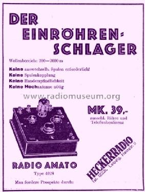 Amato-Europa, Einröhren-Empf. 4028; Radio-Amato, Otto (ID = 1516849) Radio