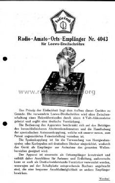 Orts-Empfänger 4043; Radio-Amato, Otto (ID = 1939048) Radio