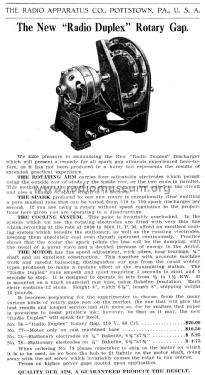 Radio Duplex Rotary Discharge Rotary Spark Gap; Radio Apparatus Co.; (ID = 2286484) Amateur-D