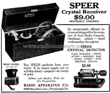 Speer Crystal Receiver ; Radio Apparatus Co.; (ID = 986859) Crystal