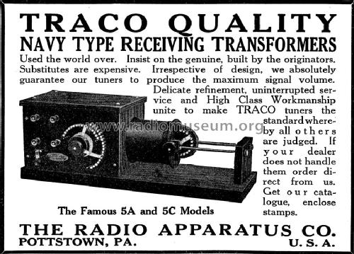 Traco Navy Type Receiving Transformer Type 5A; Radio Apparatus Co.; (ID = 1365540) mod-pre26