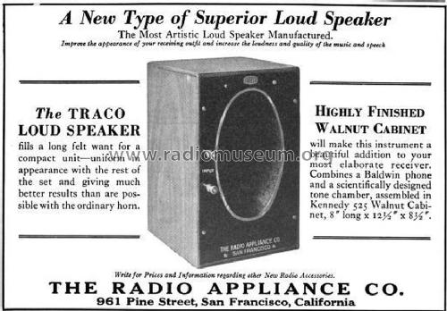 Traco Loud Speaker ; Radio Appliance Co., (ID = 1432537) Speaker-P