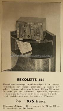 Rexola Rexolette 354; Radio-Bourse Rexola, (ID = 2533124) Radio