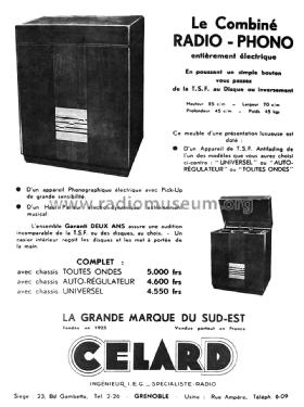 Célard Combiné Radio-Phono Ch= Toutes-Ondes; Radio-Célard, Ergos, (ID = 2133494) Radio