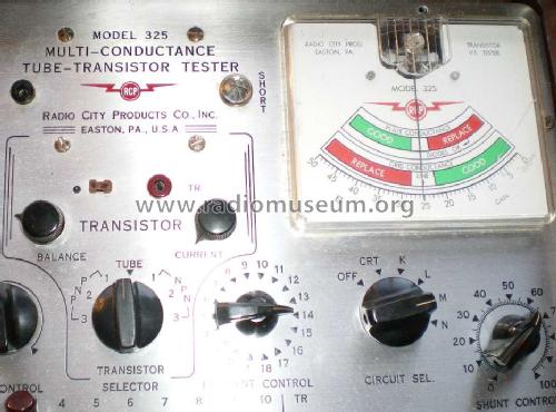 325 Tube and Transistor Tester; Radio City Products (ID = 515840) Equipment