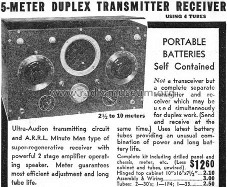 5-Meter Duplex Transmitter Receiver ; Raco Radio (ID = 1790740) Amat TRX