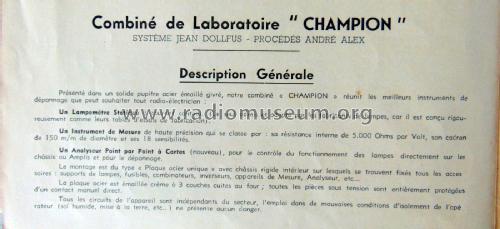 Combiné Champion Système Dollfus/Alex; Radio-Contrôle; Lyon (ID = 2417097) Ausrüstung