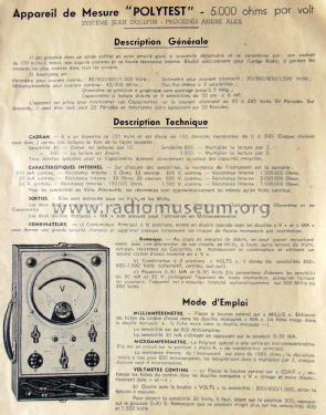 Polytest 5000 ohms; Radio-Contrôle; Lyon (ID = 2416873) Equipment