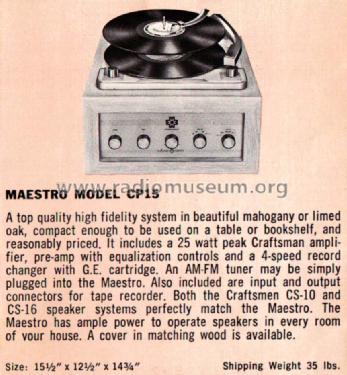 Maestro CP15; Radio Craftsmen Inc. (ID = 1126984) Sonido-V