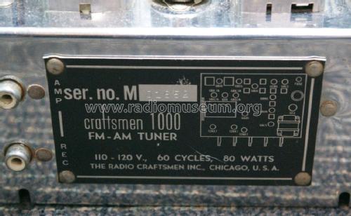 C 1000 FM-AM Tuner; Radio Craftsmen Inc. (ID = 2040322) Radio