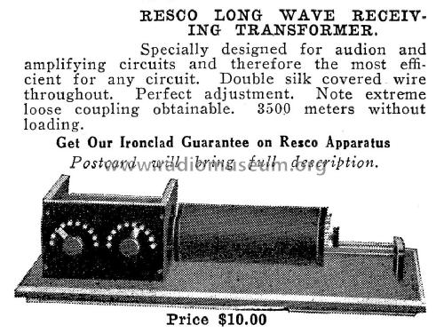 Resco Long Wave Receiving Transformer ; Radio Electric (ID = 1343228) mod-pre26