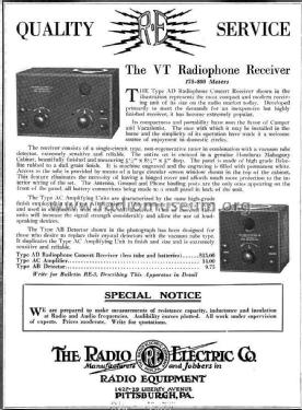 Radiophone Concert Receiver Type AD; Radio Electric Co.; (ID = 1696929) Radio