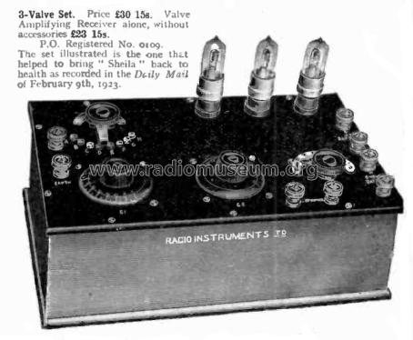 3-Valve Set ; Radio Instruments (ID = 2420578) Radio