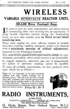 Variable Intervalve Reaction Unit Type B; Radio Instruments (ID = 1073009) Radio part