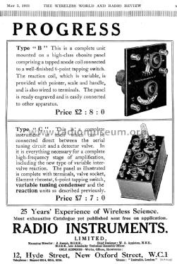 Variable Intervalve Reaction Unit Type B; Radio Instruments (ID = 1073010) Radio part