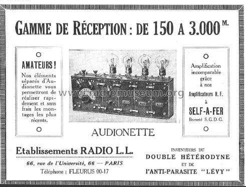 Audionette, all Combinations - toutes les combinaisons; Radio L.L. Lucien (ID = 1678124) Radio