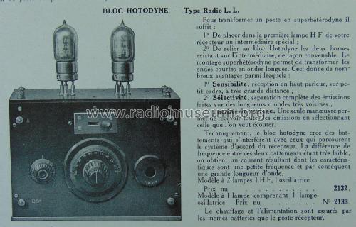Bloc Hotodyne 2 lampes; Radio L.L. Lucien (ID = 2400707) mod-past25