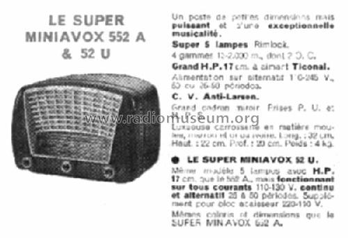 Super Miniavox 552A; Radio L.L. Lucien (ID = 1449381) Radio