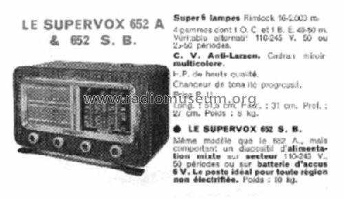 Supervox 652A; Radio L.L. Lucien (ID = 1449377) Radio