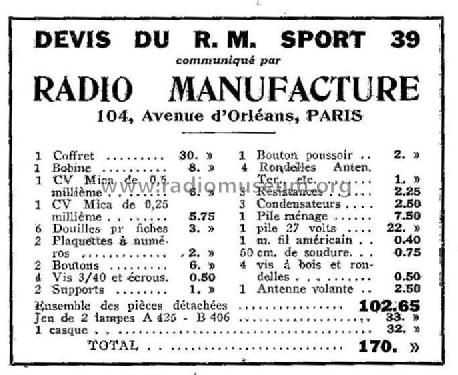 Sport 39; Radio-Manufacture RM (ID = 2506311) Radio