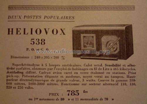 Heliovox 538; Plait Radio-Plait RP (ID = 1556579) Radio