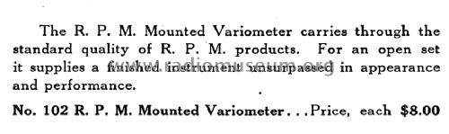 RPM Mounted Variometer No.102; Radio Products (ID = 1152682) Radio part