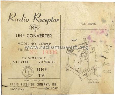 UHF Converter C1709-P; Radio Receptor Co. (ID = 1232229) Converter