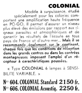 Colonial Acoustique 606; Radio Rem's Cadran (ID = 2214348) Radio