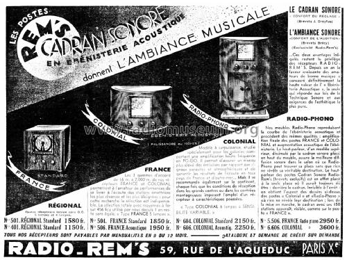 Colonial Acoustique 606; Radio Rem's Cadran (ID = 2214361) Radio