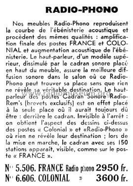 Colonial Radio-Phono 6606; Radio Rem's Cadran (ID = 2214355) Radio