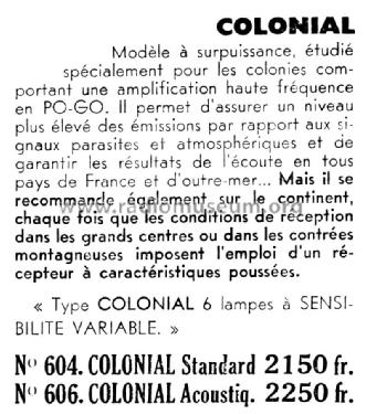 Colonial Standard 604; Radio Rem's Cadran (ID = 2214347) Radio