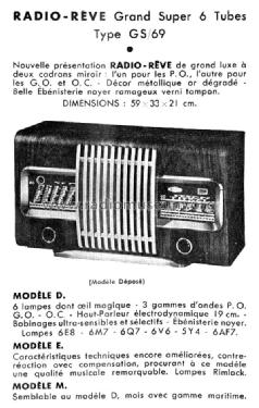 GS/69 modèle M; Radio-Rêve, M. (ID = 1989216) Radio