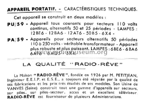 PU/59; Radio-Rêve, M. (ID = 1989365) Radio