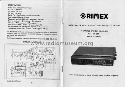 Rimex Radio Reveil Electronique - Digital Clock Radio CR-285 B; Unknown - CUSTOM (ID = 3010628) Radio