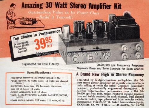 30 Watt Stereo Amplifier Cat. No.= 30K90LX066; Radio Shack Tandy, (ID = 2734797) Kit